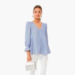 Tuckernuck Women's Blue Striped Easton Blouse Top Size XS